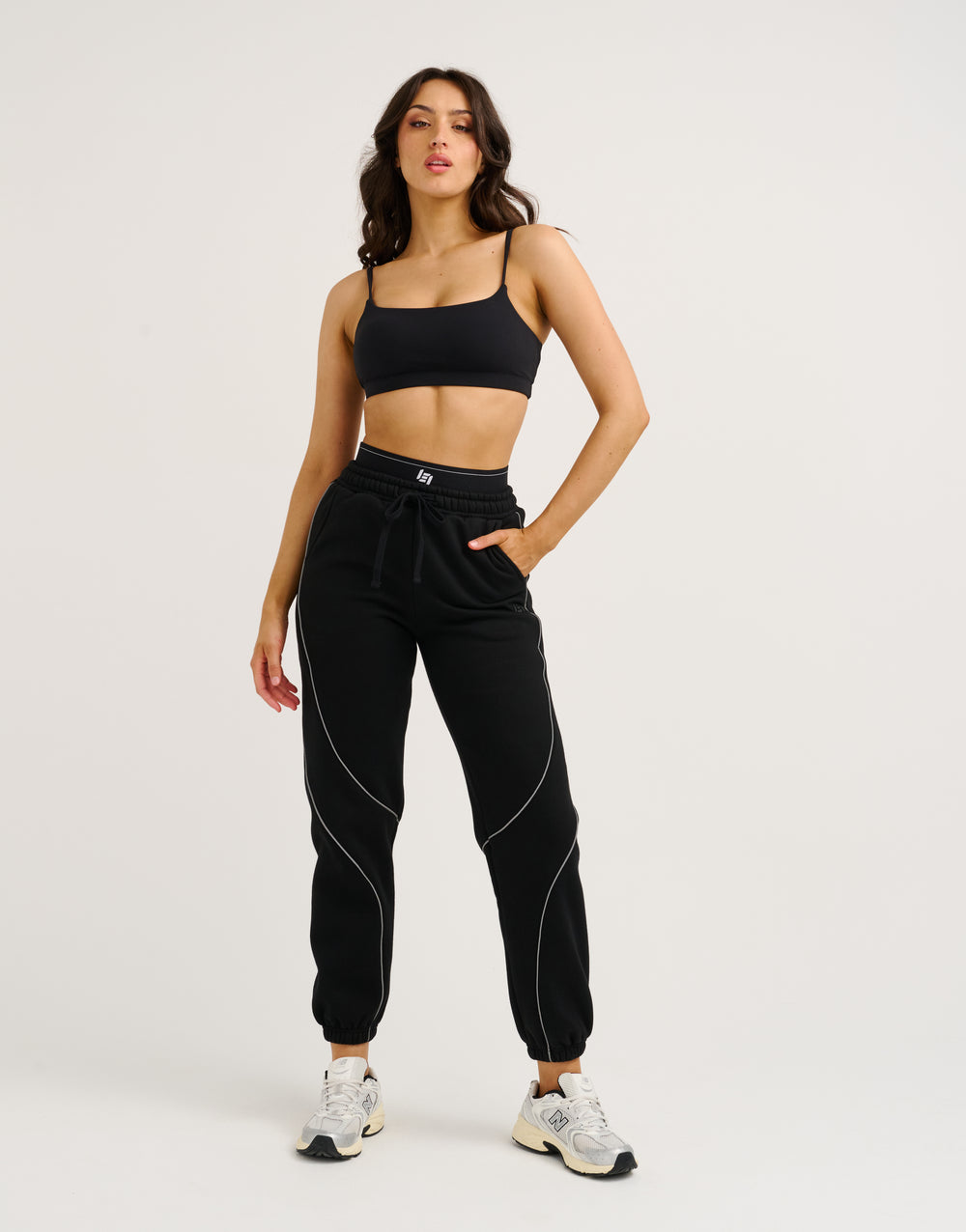 Elemental Layered Jogger Sweatpants - Black/White