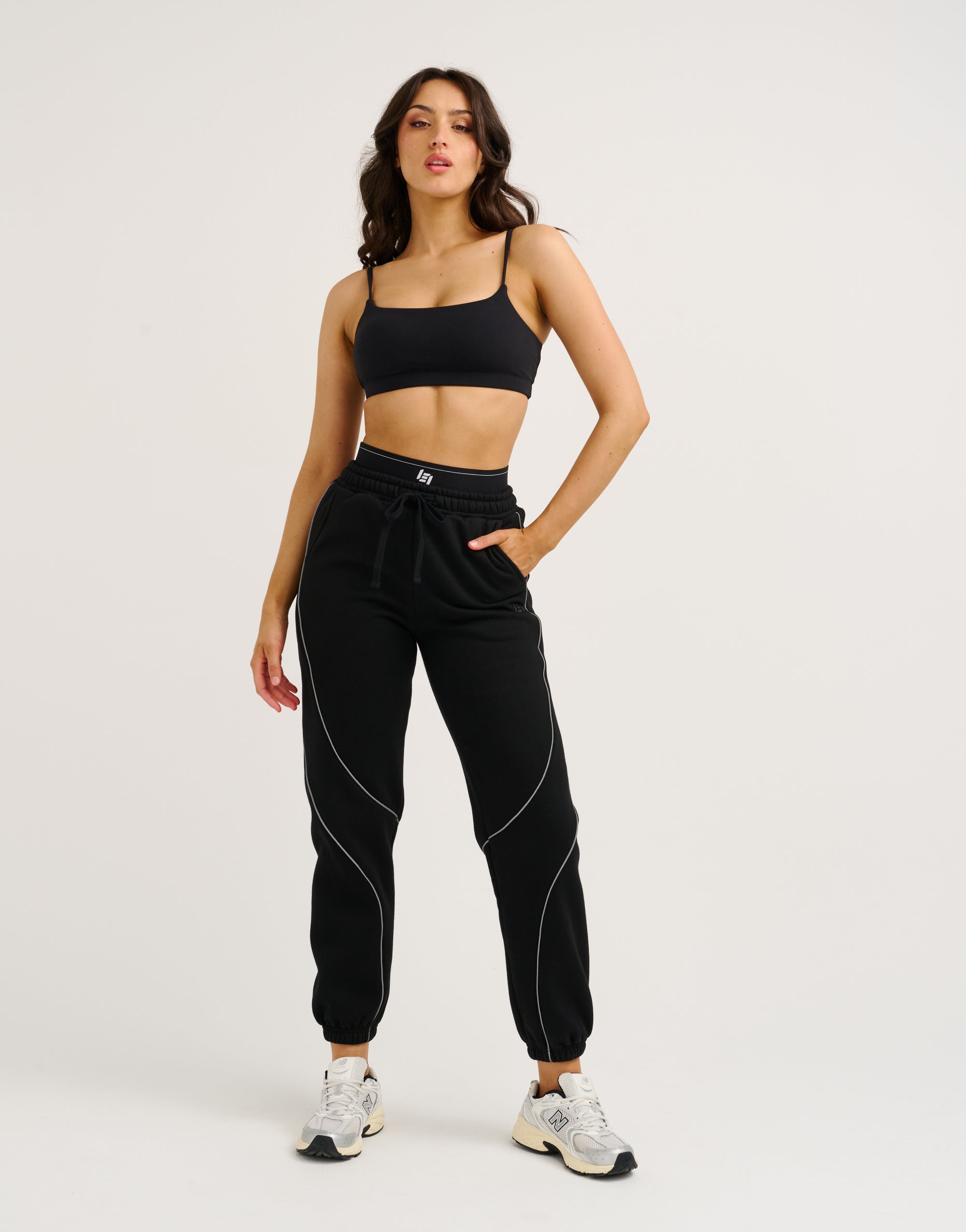 Elemental Layered Jogger Sweatpants - Black/White