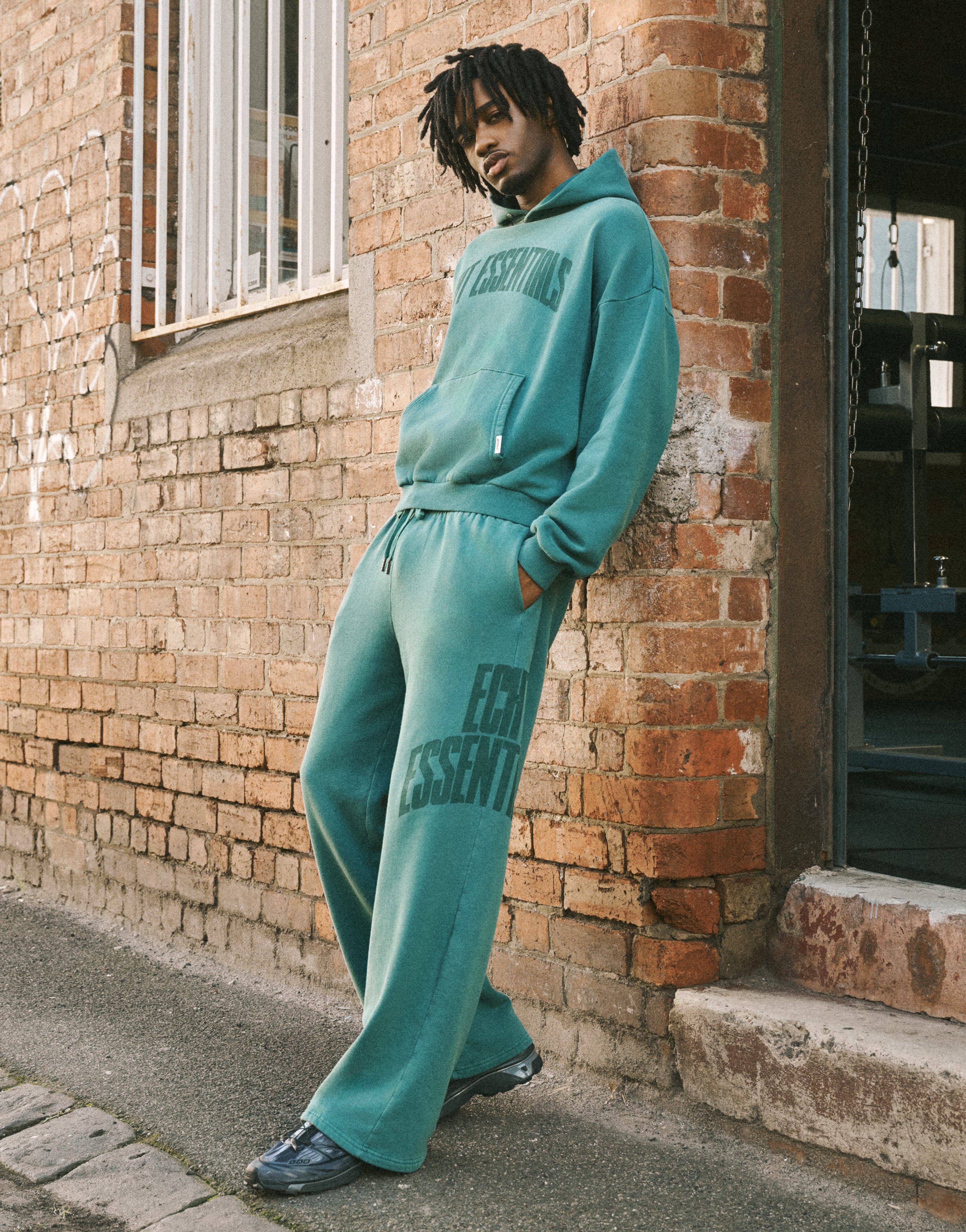 College Combed Fleece Wide Leg Sweatpant - Teal