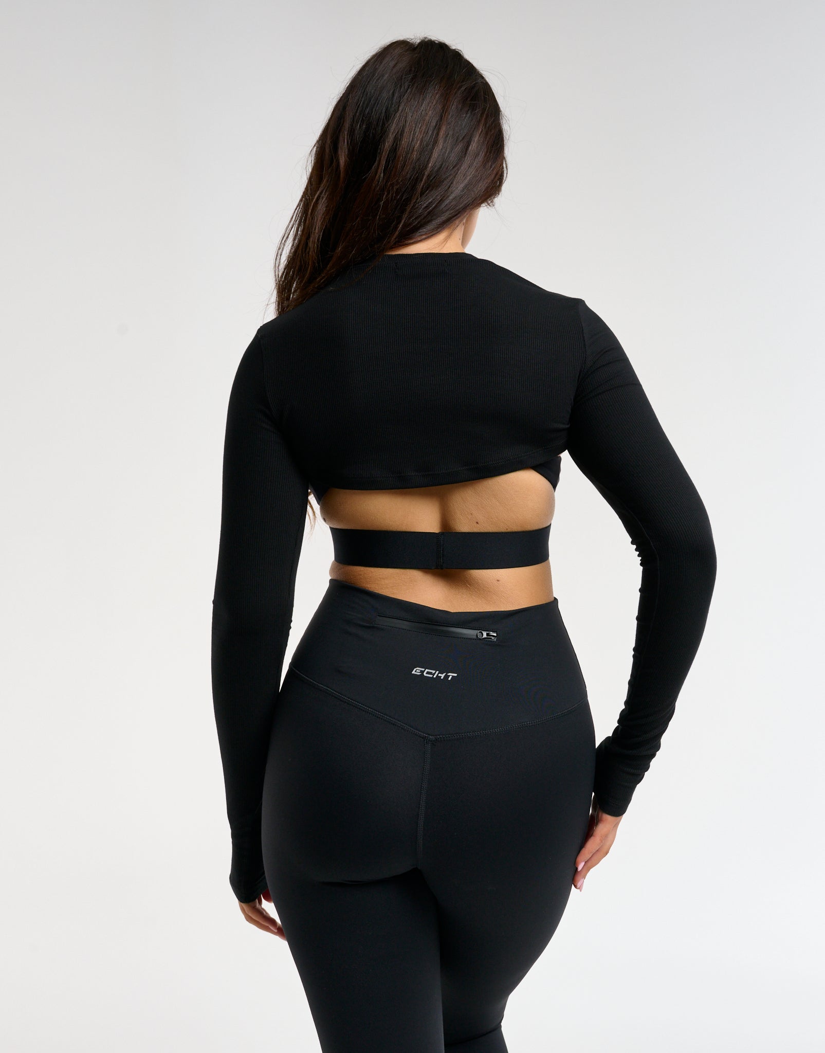 Echt Ribbed High Cut Long Sleeve - Black