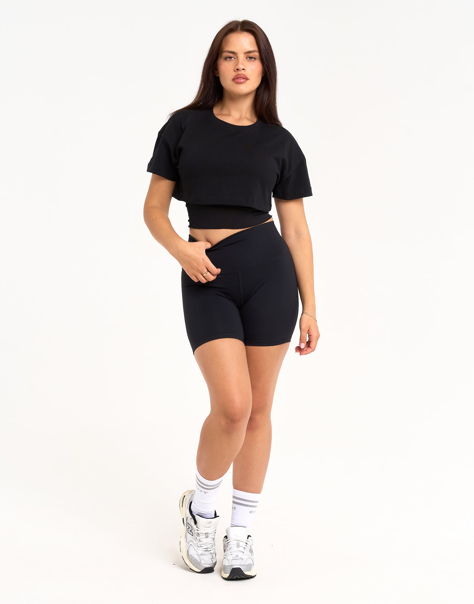 Layered Cropped Tee - Black