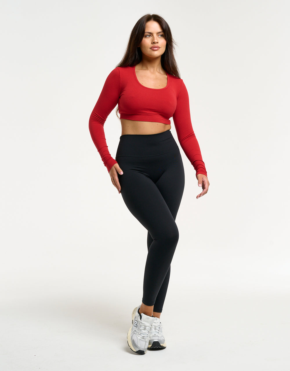 Echt Ribbed Cropped Long Sleeve - Scarlet Red