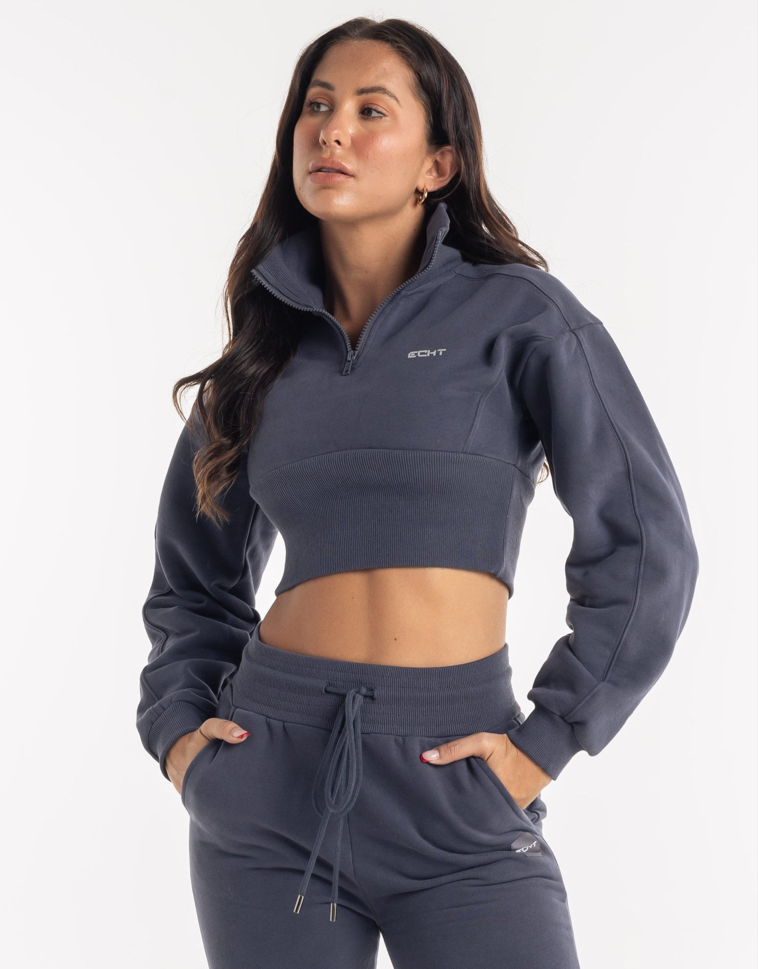 Revere 1/4 Zip Crewneck Sweater - Smoke Grey