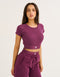 Bubble Banded Top - Blackberry