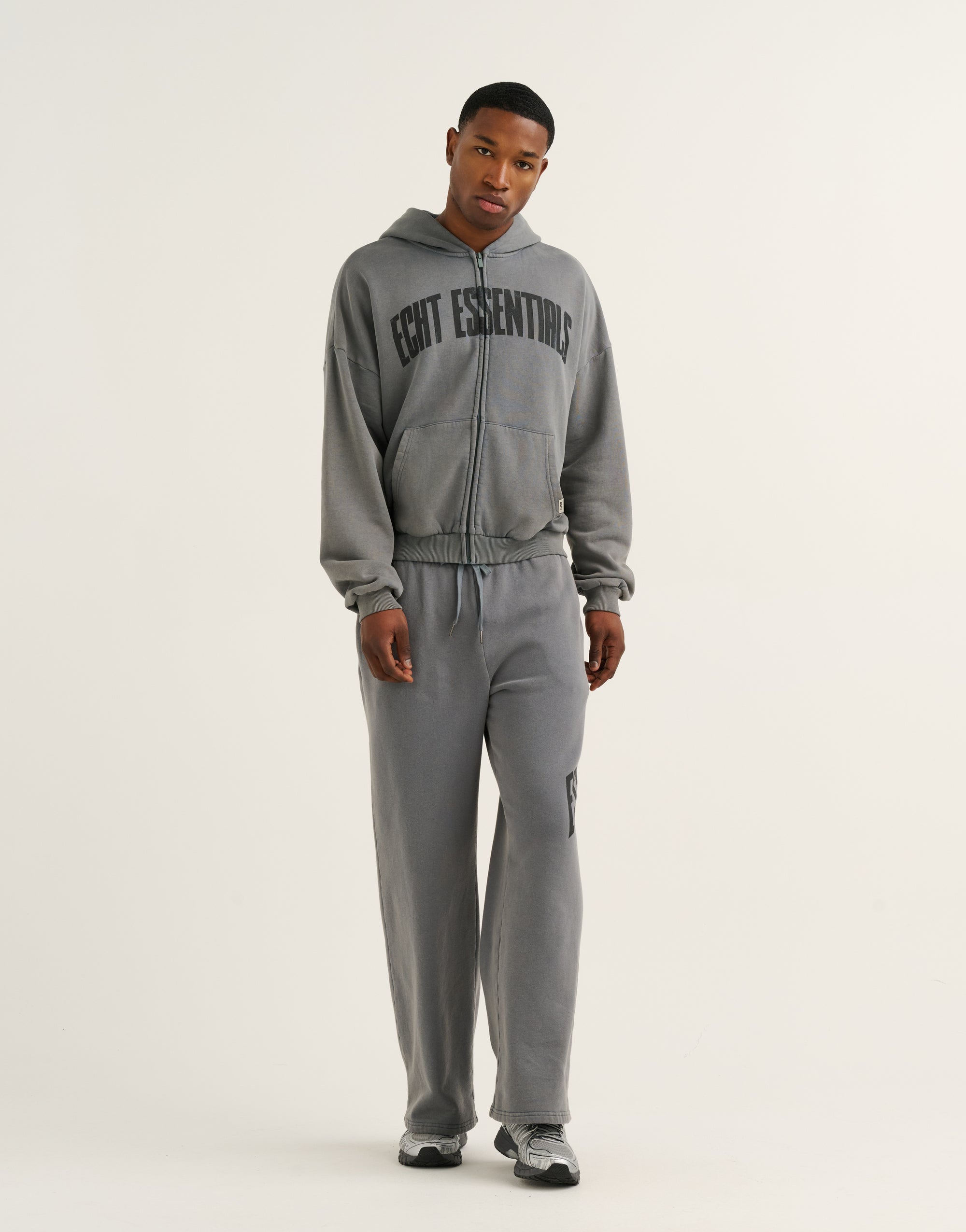 College Combed Fleece Zip-Up Hoodie - Storm Grey