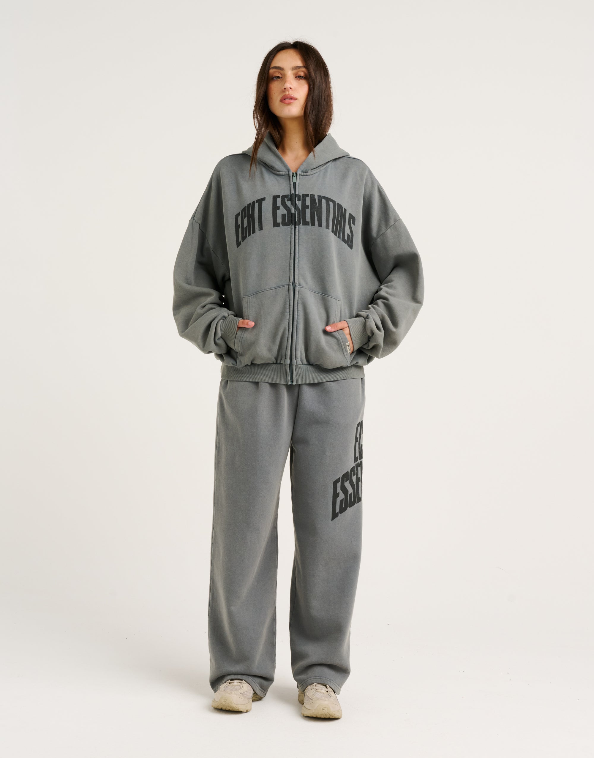 College Combed Fleece Zip-Up Hoodie - Storm Grey