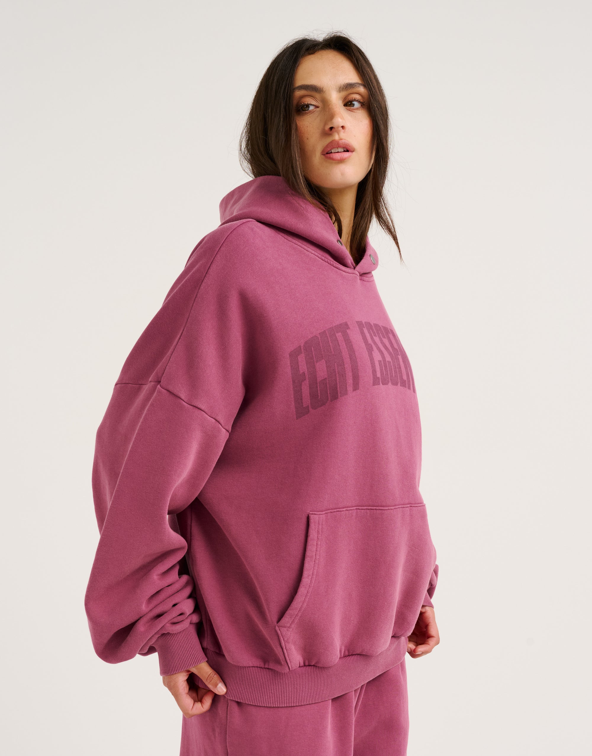 College Combed Fleece Hoodie - Plum