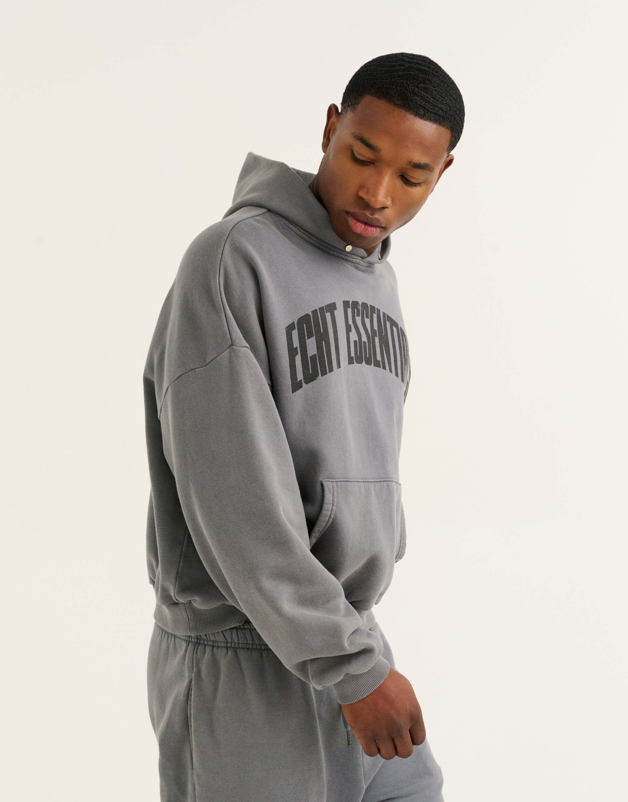 College Combed Fleece Hoodie - Storm Grey