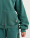 College Combed Fleece Zip-Up Hoodie - Teal