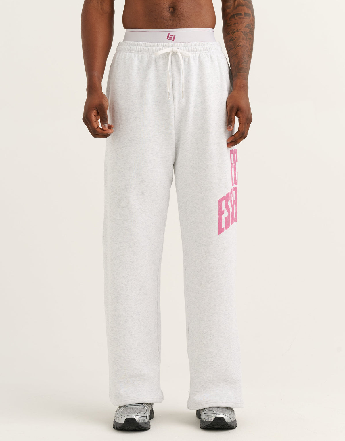 College Combed Fleece Wide Leg Sweatpant - Grey Marle