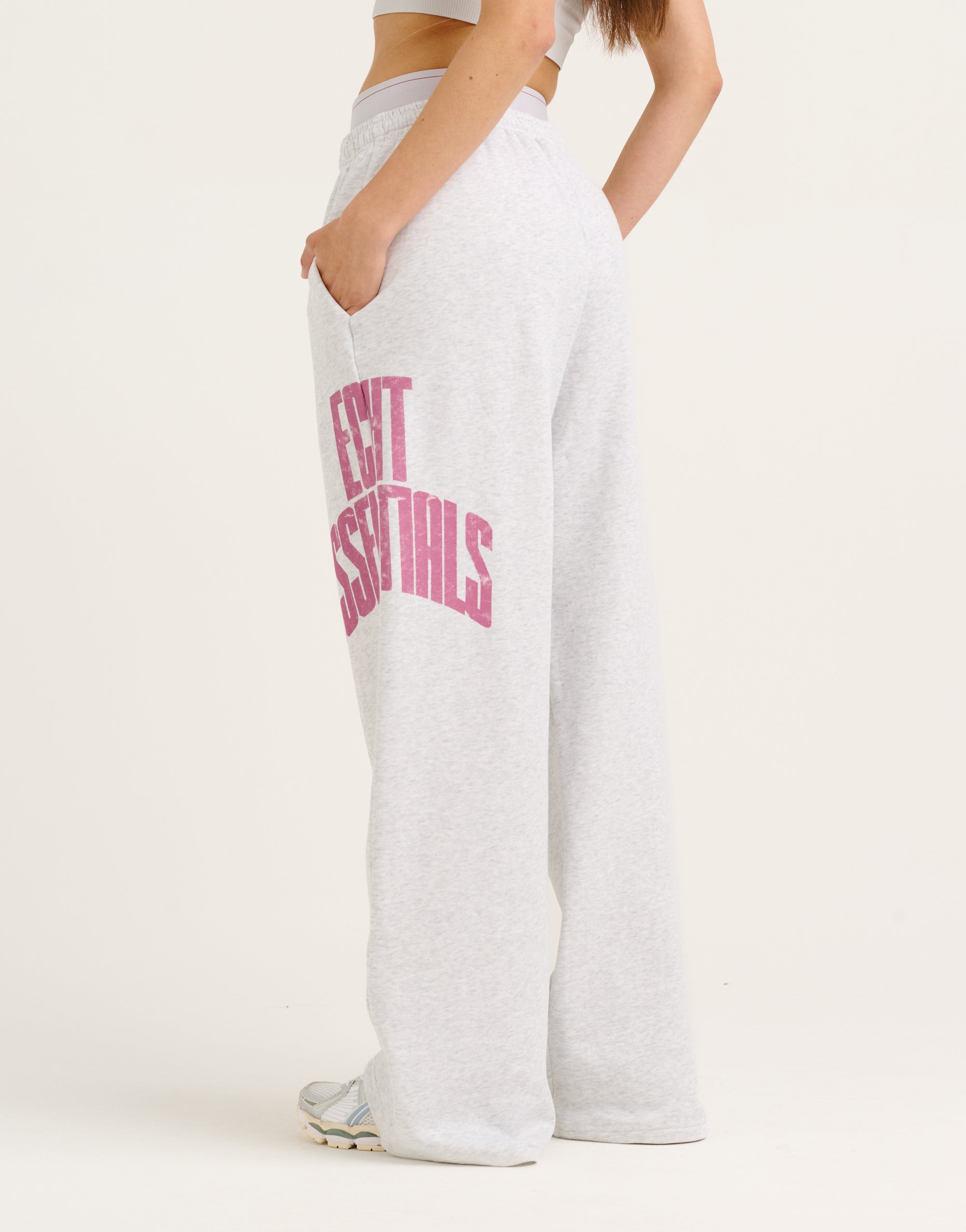 College Combed Fleece Wide Leg Sweatpant - Grey Marle