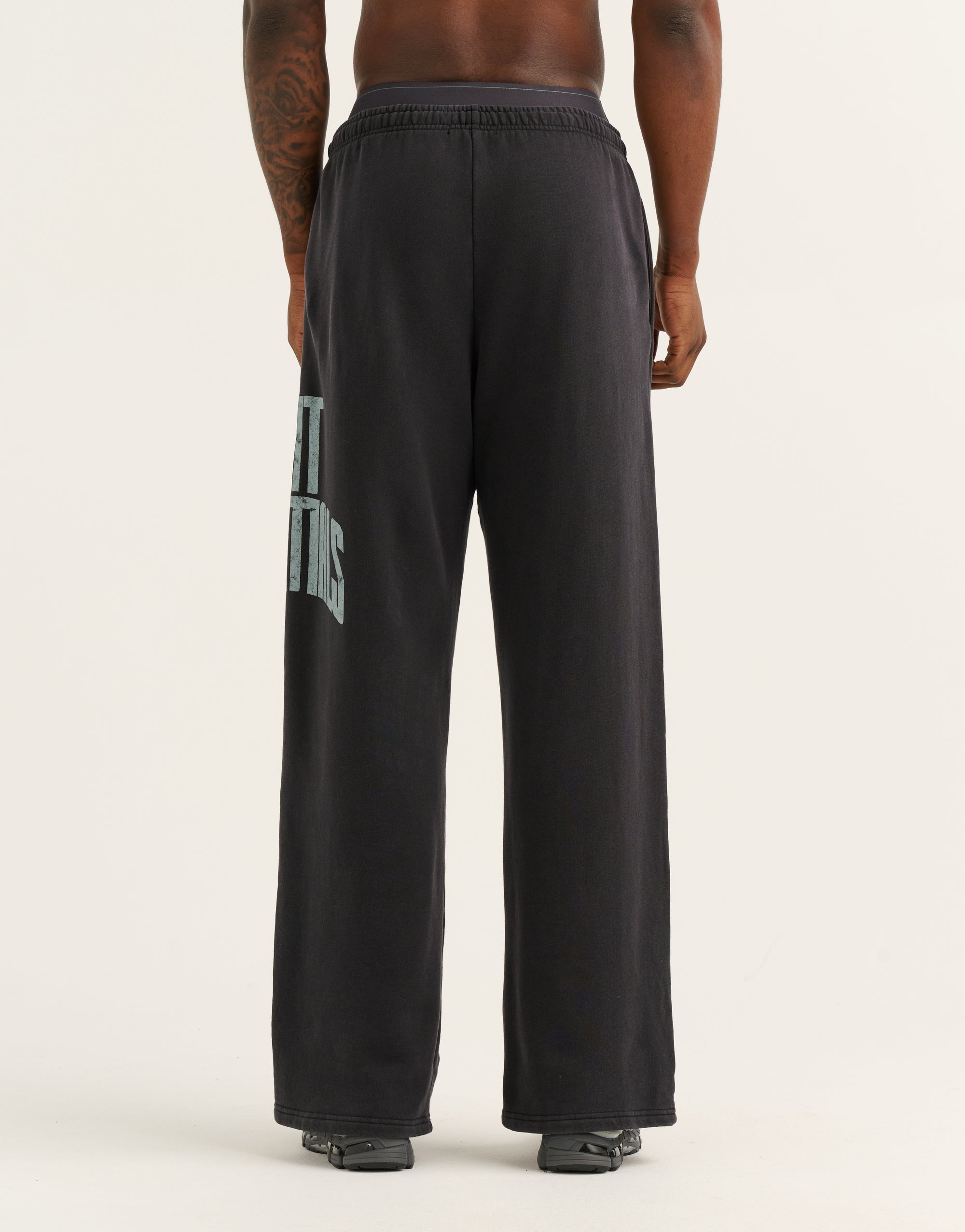 College Combed Fleece Wide Leg Sweatpant - Phantom Black