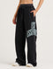 College Combed Fleece Wide Leg Sweatpant - Phantom Black