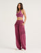College Combed Fleece Wide Leg Sweatpant - Plum