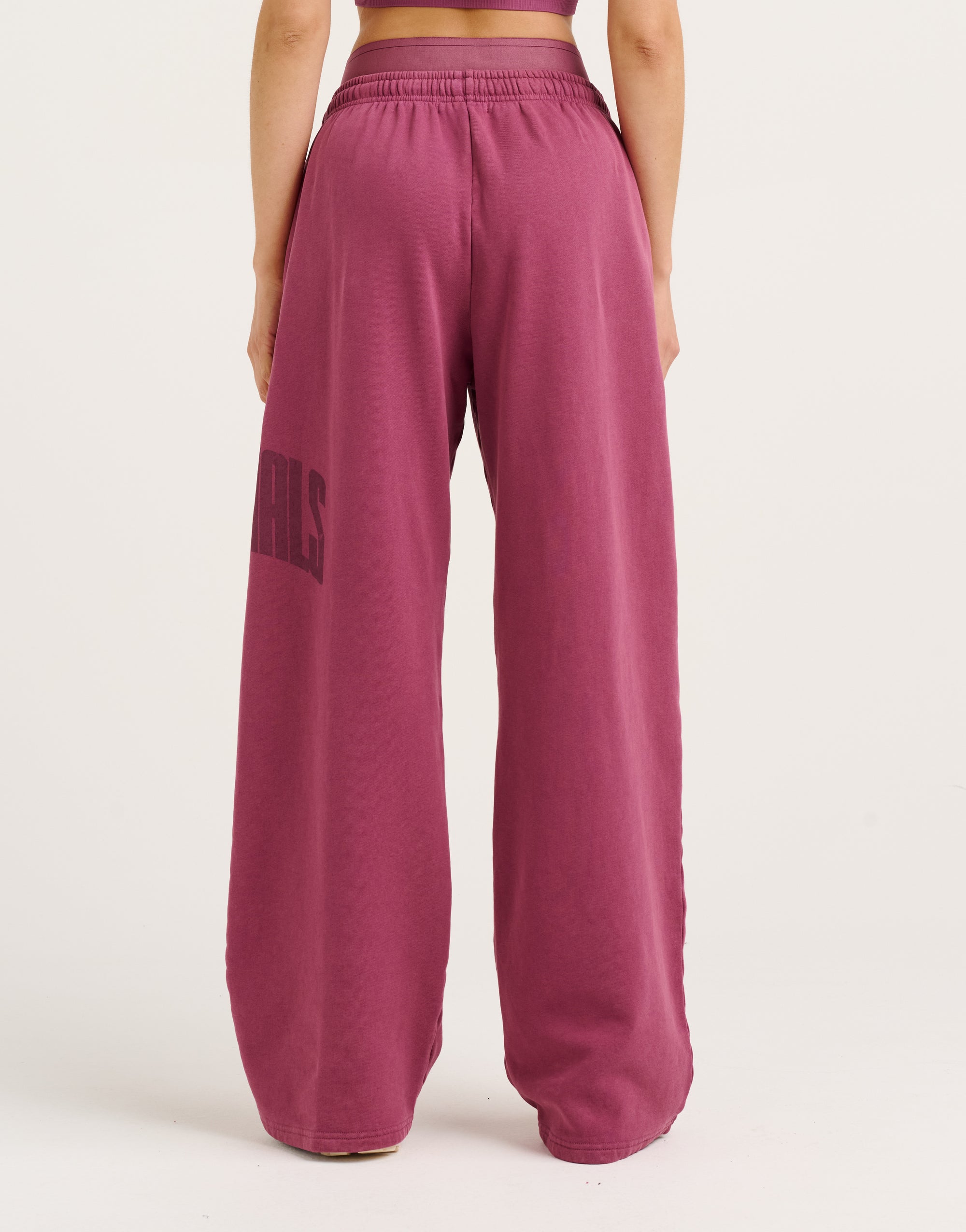 College Combed Fleece Wide Leg Sweatpant - Plum