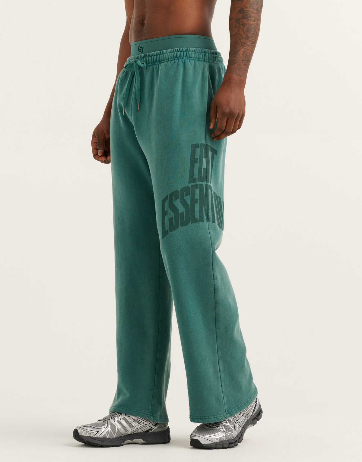 College Combed Fleece Wide Leg Sweatpant - Teal