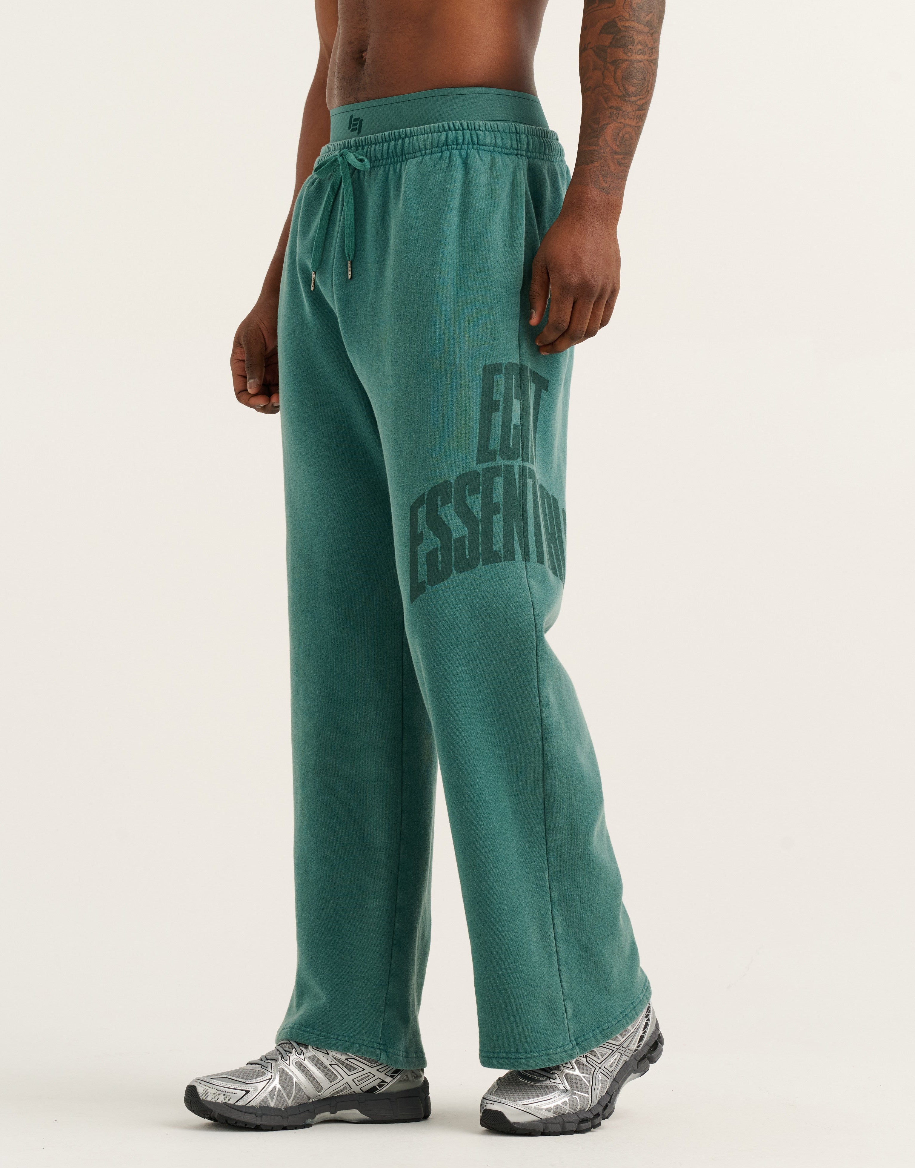 College Combed Fleece Wide Leg Sweatpant - Teal