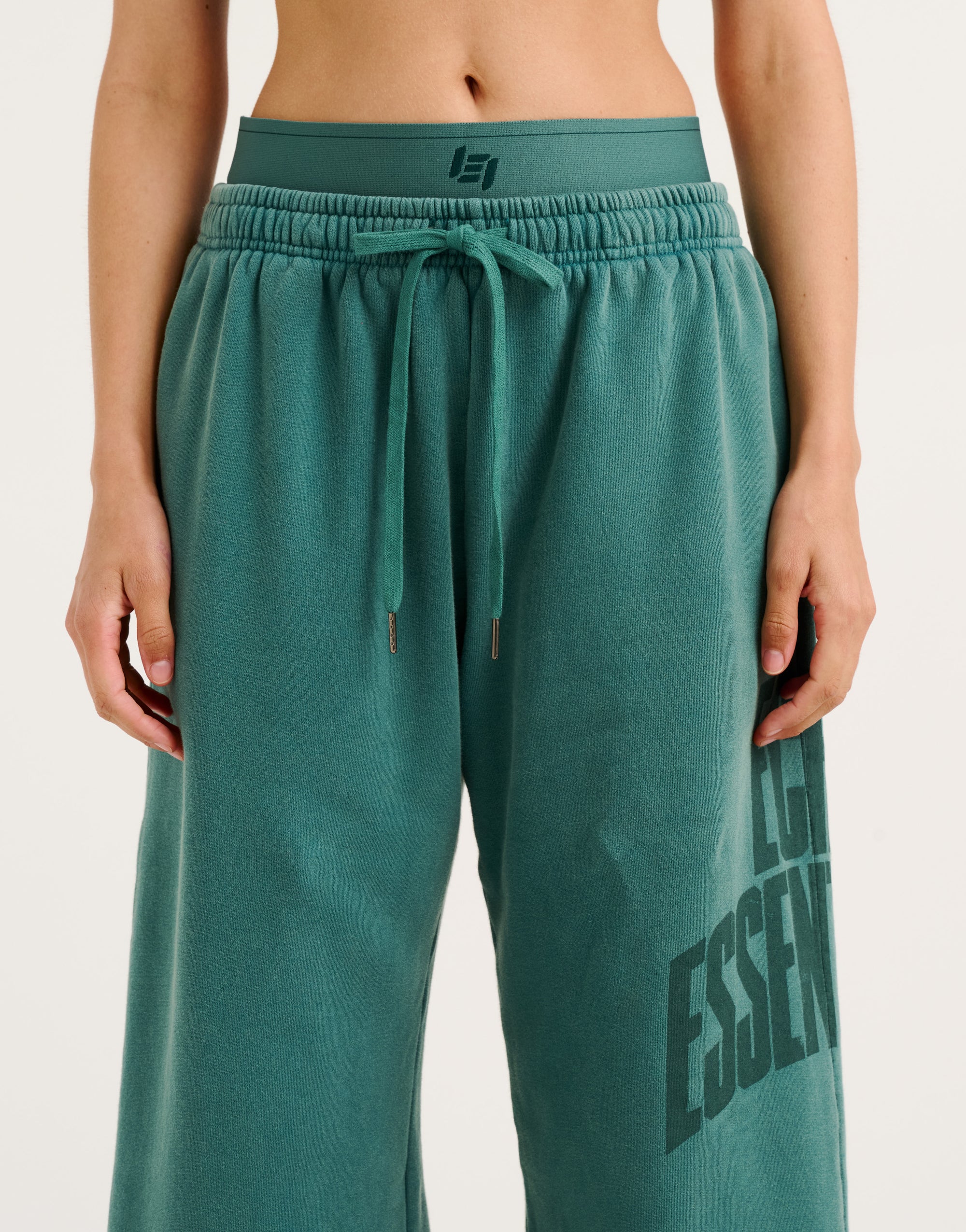College Combed Fleece Wide Leg Sweatpant - Teal