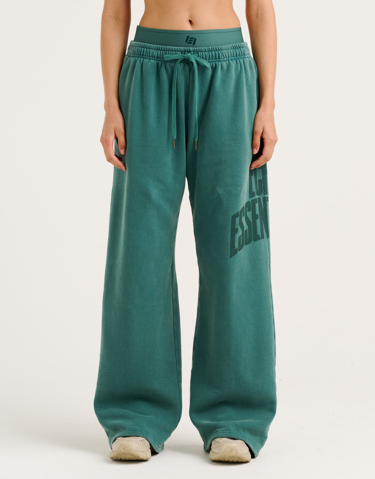 College Combed Fleece Wide Leg Sweatpant - Teal
