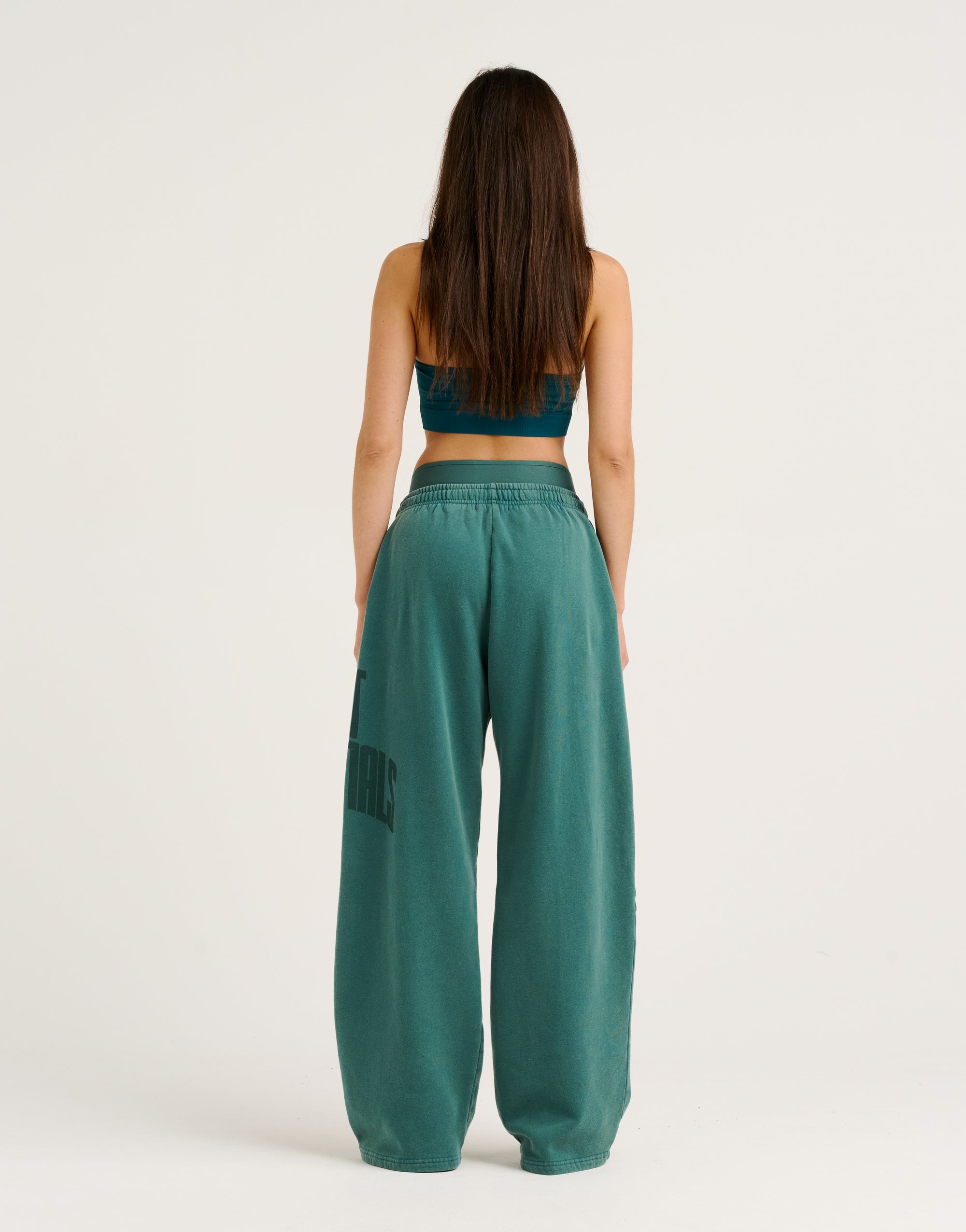 College Combed Fleece Wide Leg Sweatpant - Teal