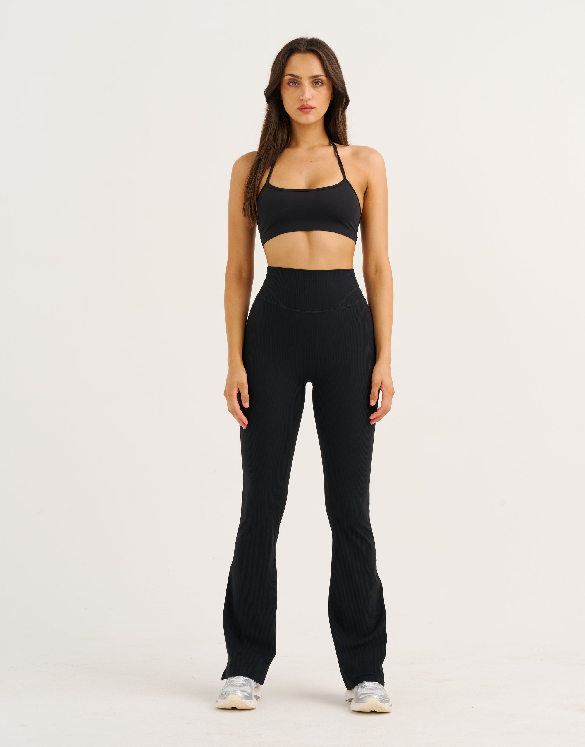 Flare Ribbed Leggings V2 - Black