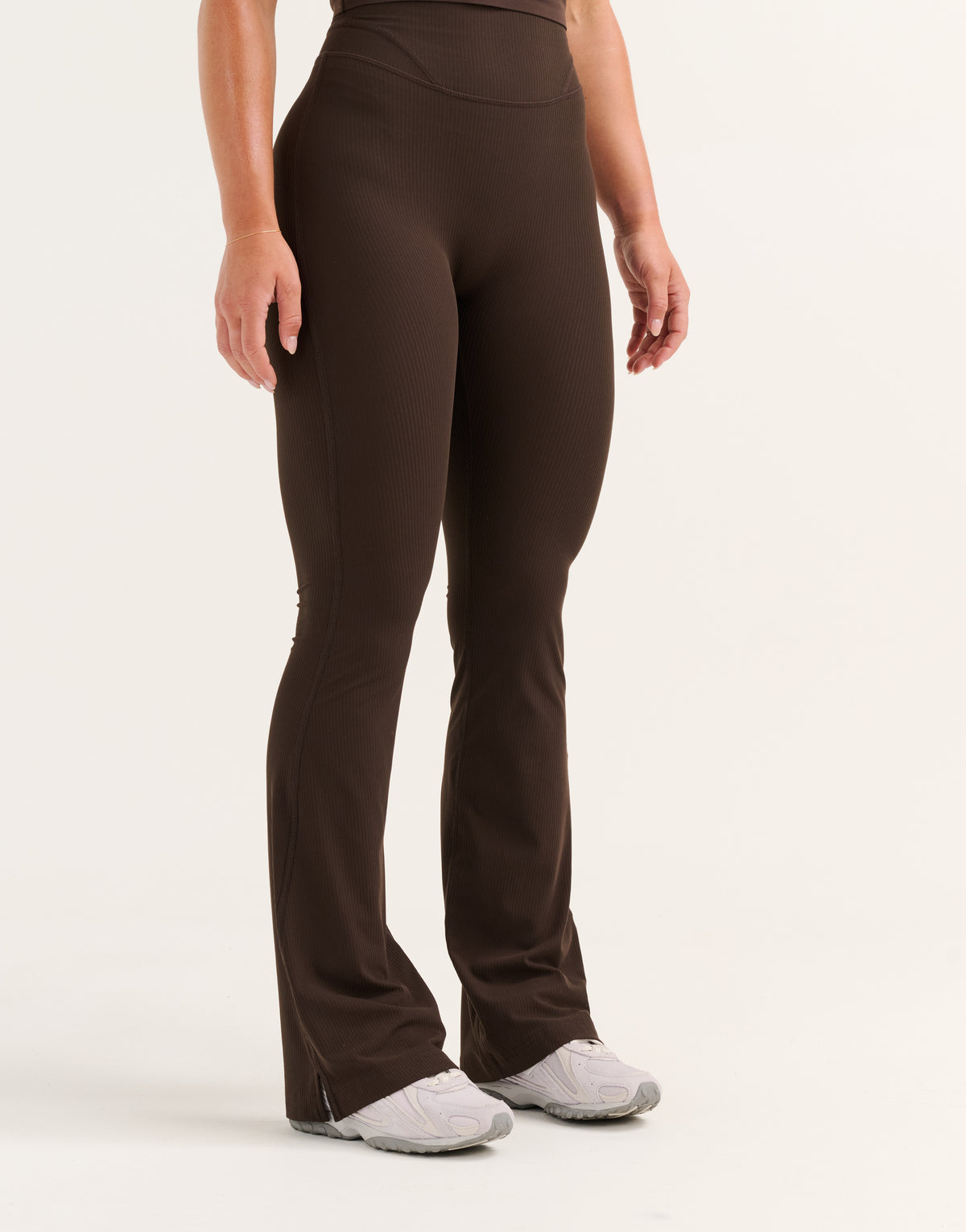 Flare Ribbed Leggings V2 - Chocolate