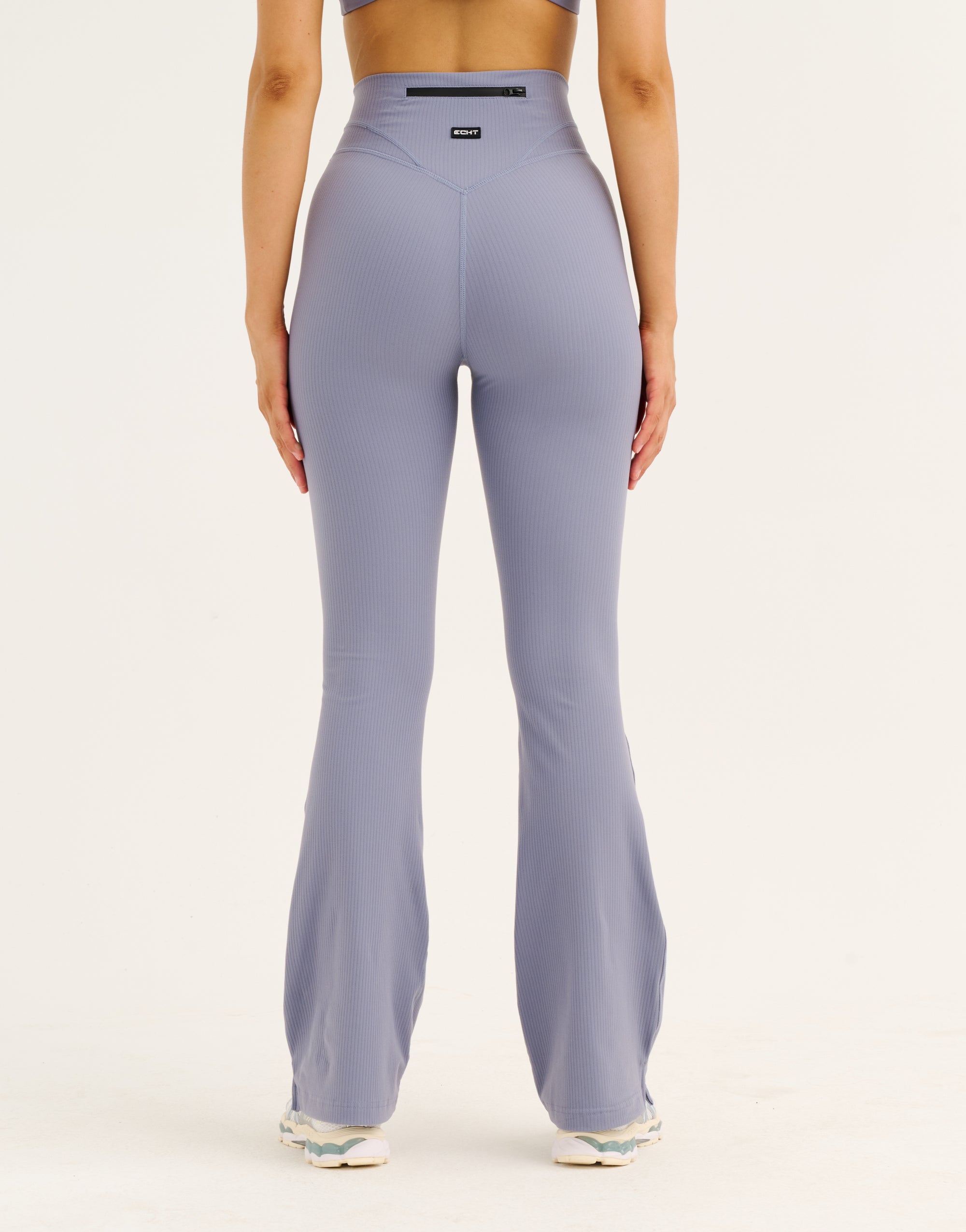 Flare Ribbed Leggings V2 - Washed Blue