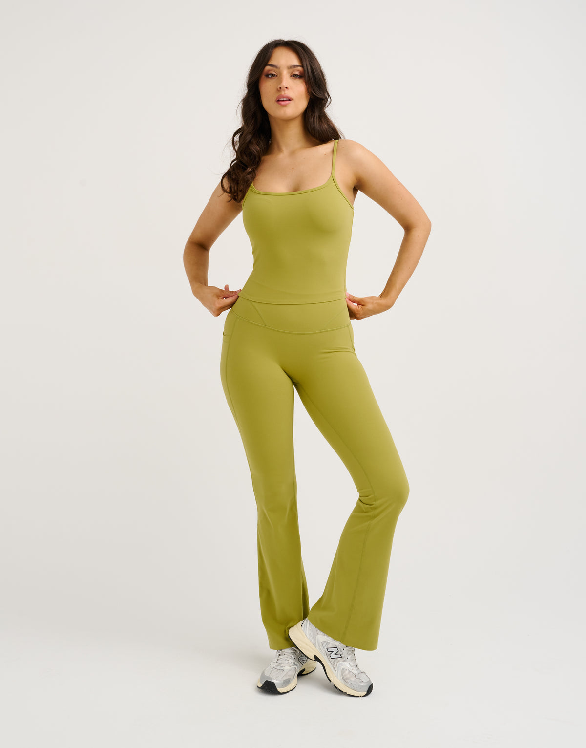 Lycra® Invisible Scrunch Pocket Flare Leggings - Olive