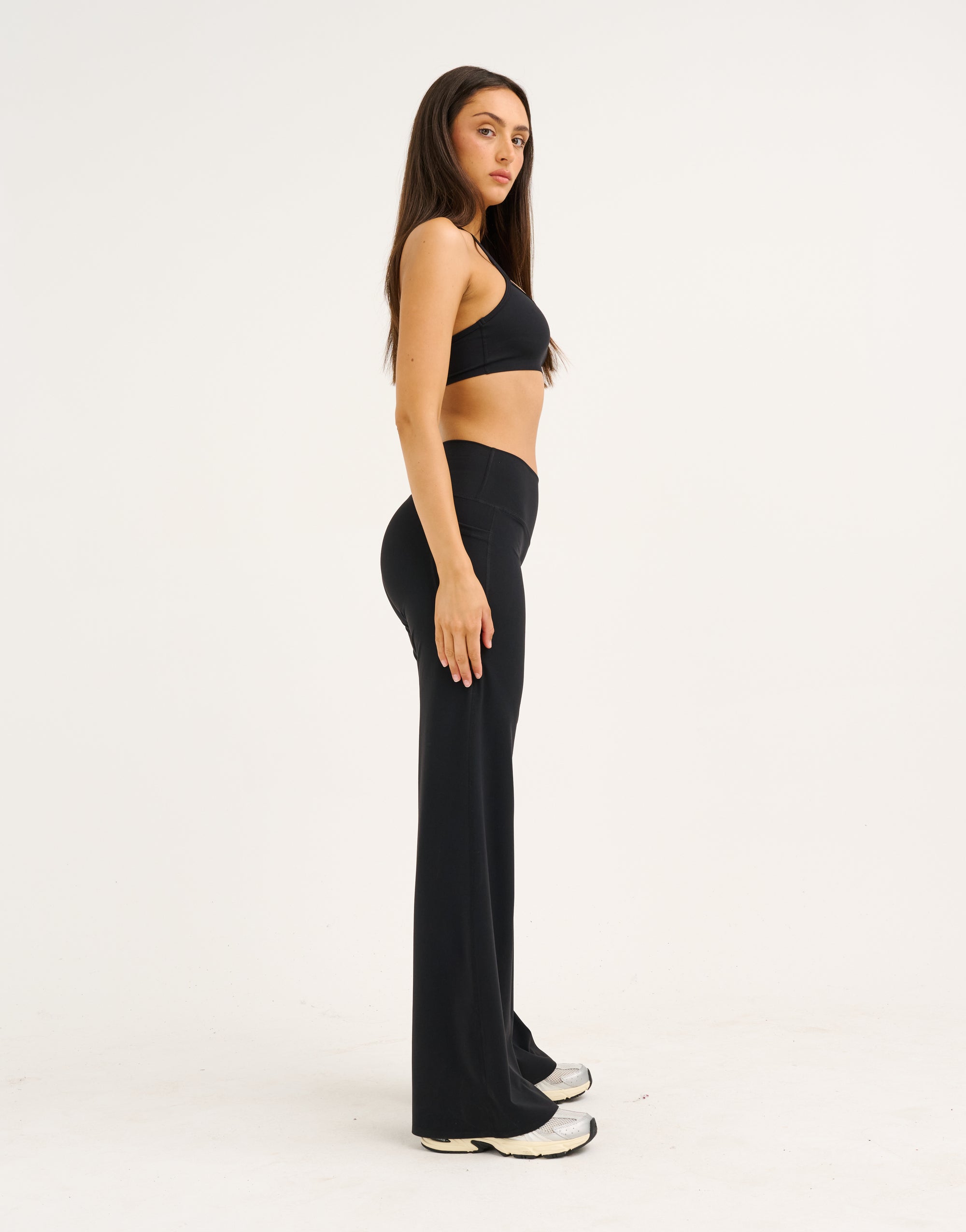 Lycra Wide Leg Pant - Black