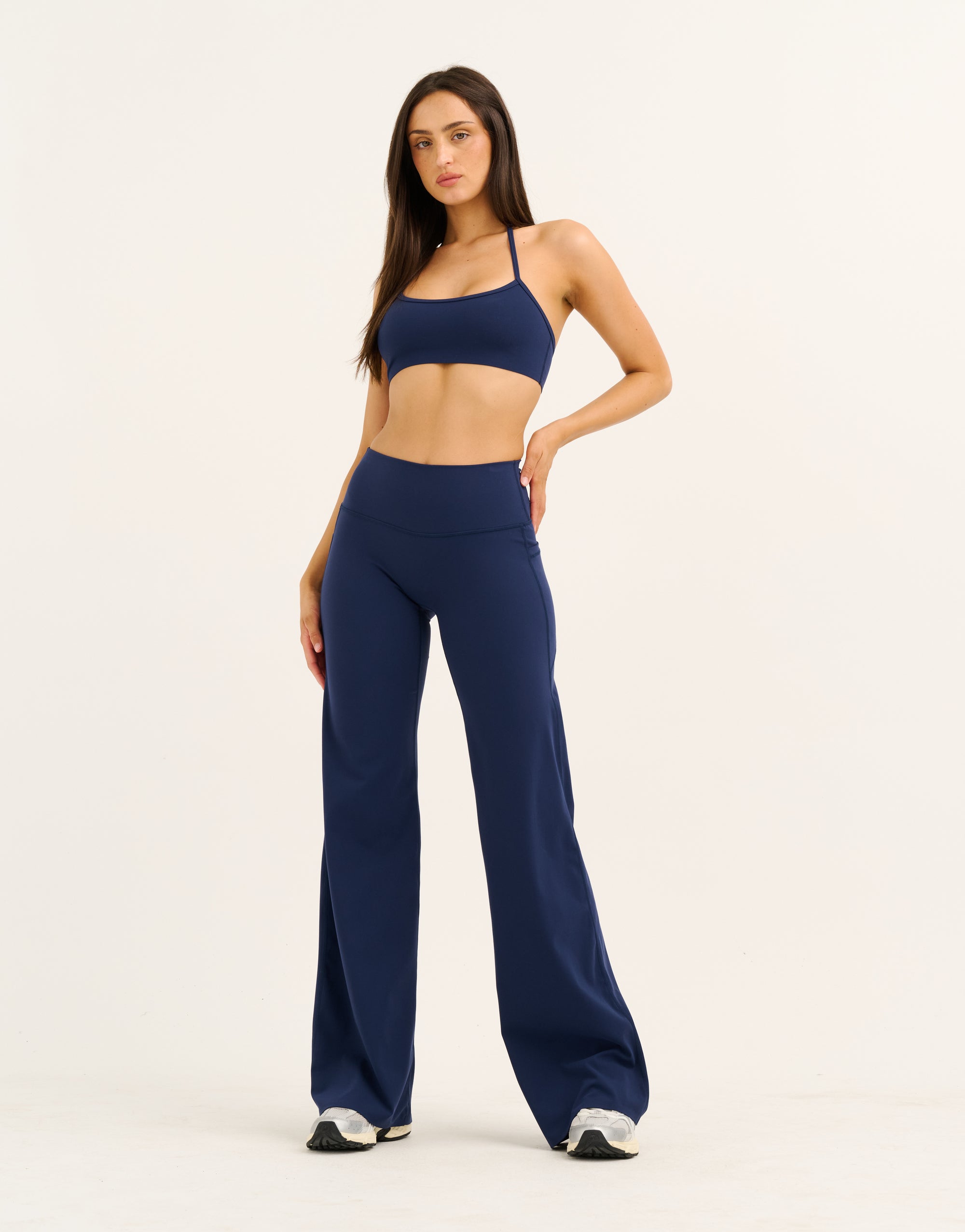 Lycra Wide Leg Pant - Navy