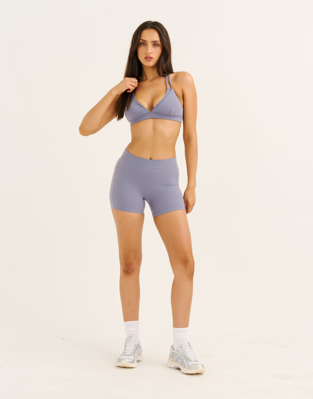 Ascend Pocket Mid-Waist Shorts 4" - Washed Blue