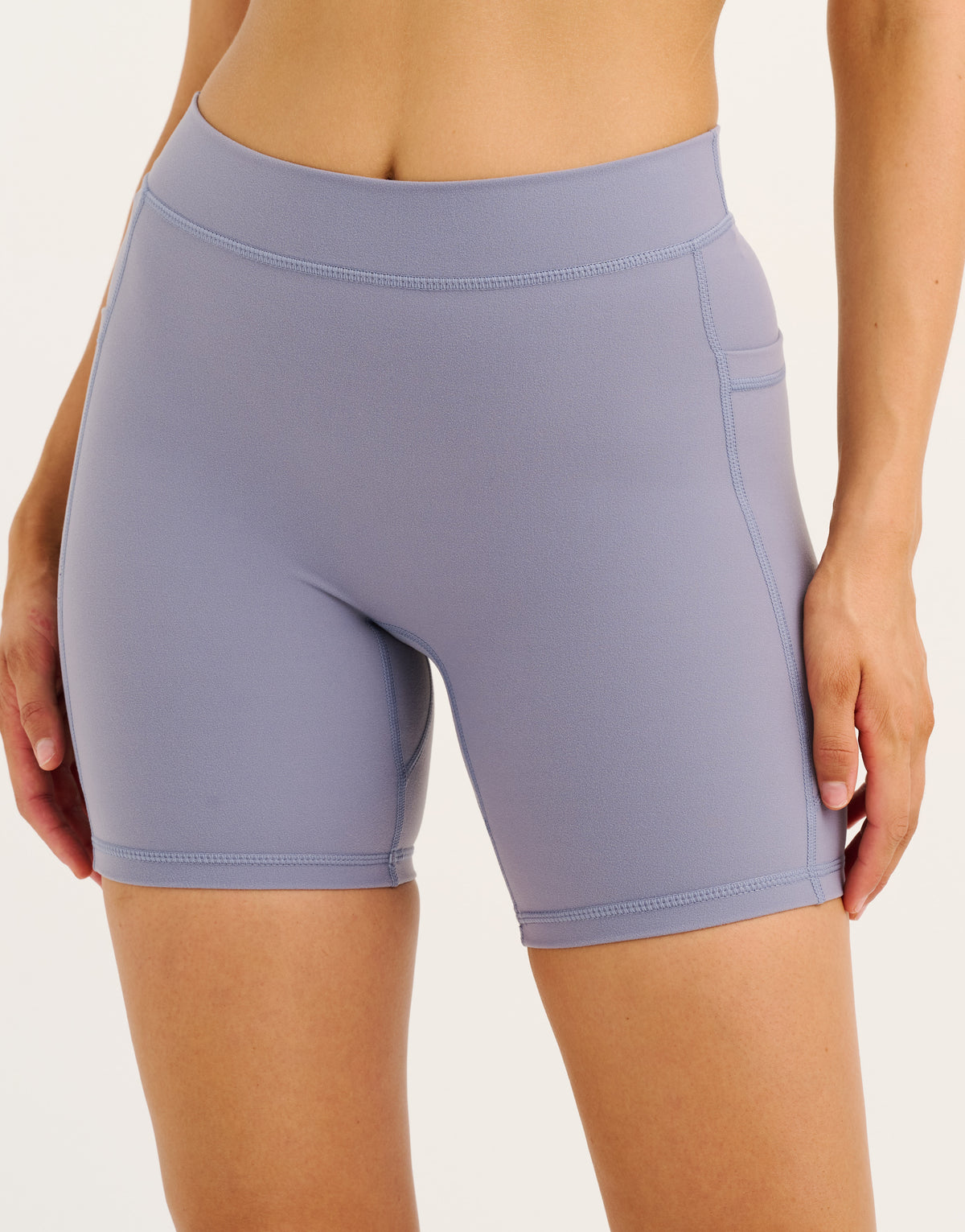 Ascend Pocket Mid-Waist Shorts 6" - Washed Blue