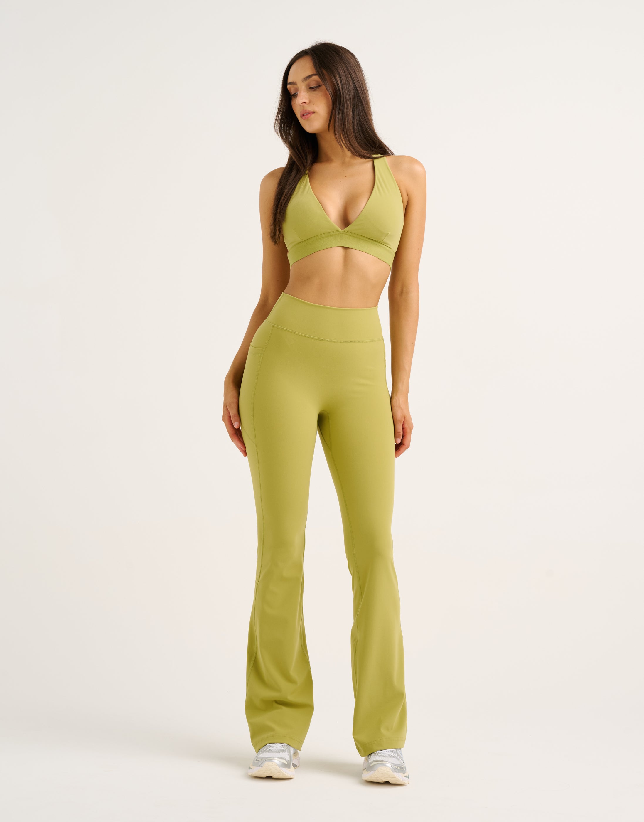 Flare Lycra Pocket Leggings - Olive