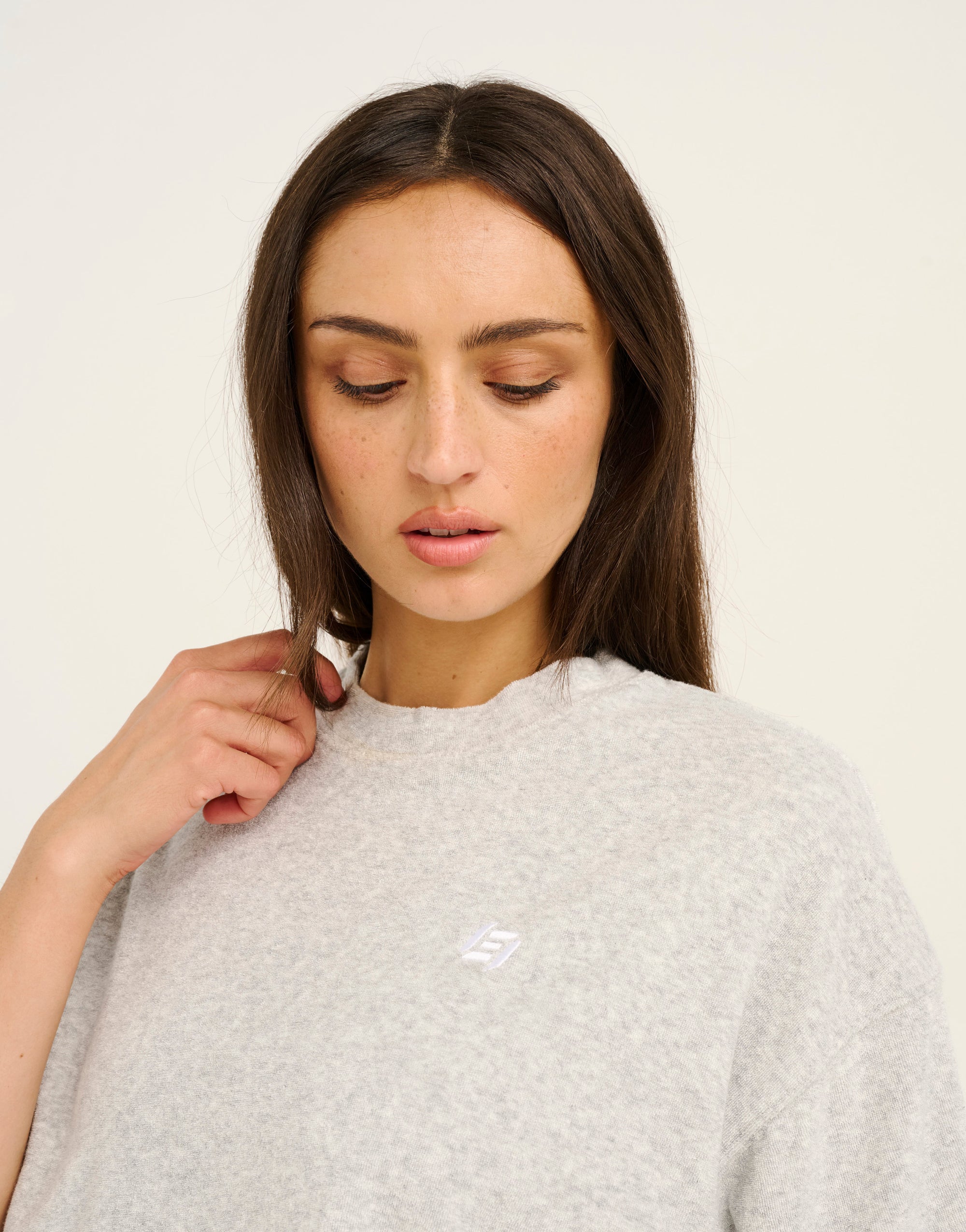 Terry Crop Tee - Grey Marle