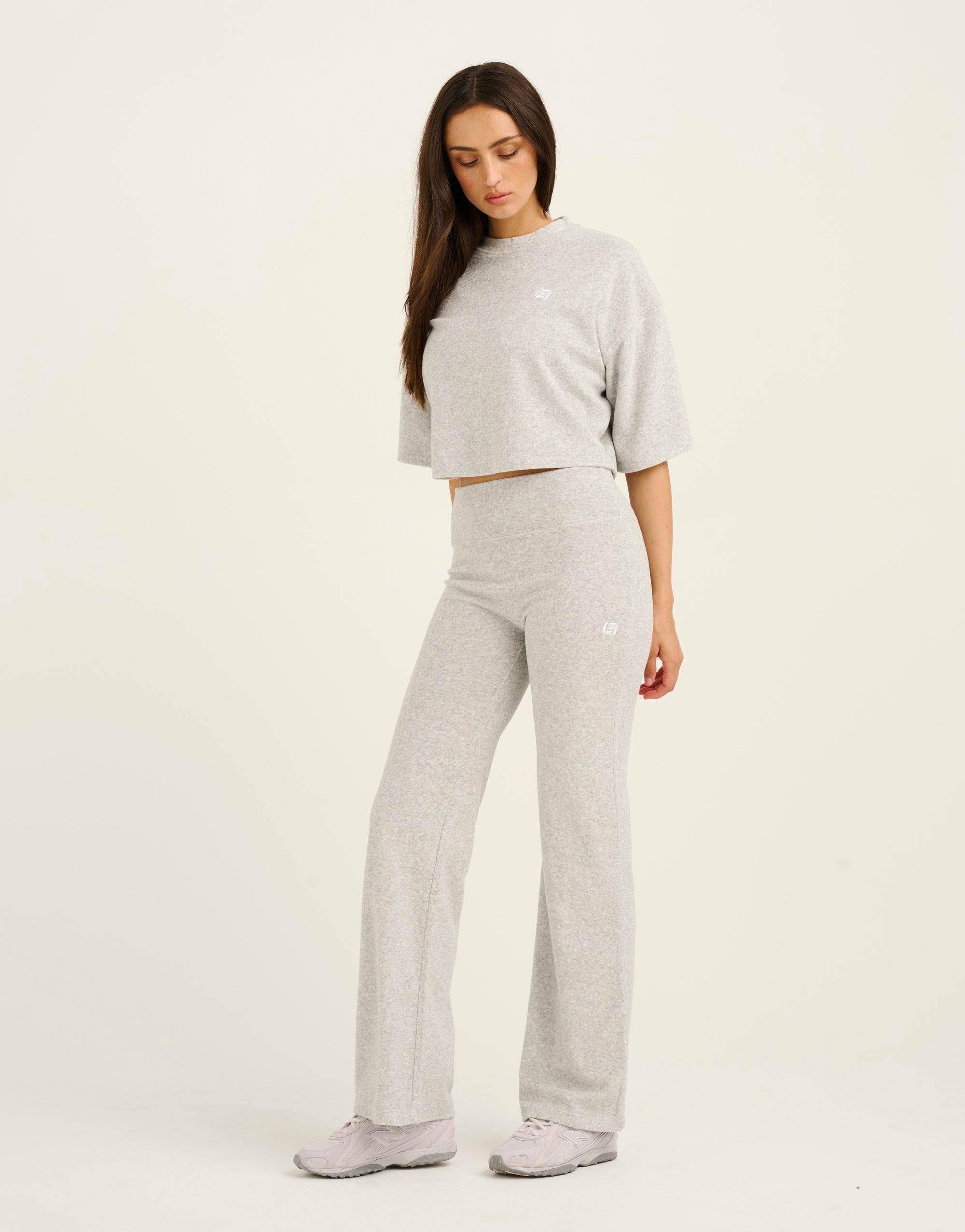 Terry Crop Tee - Grey Marle