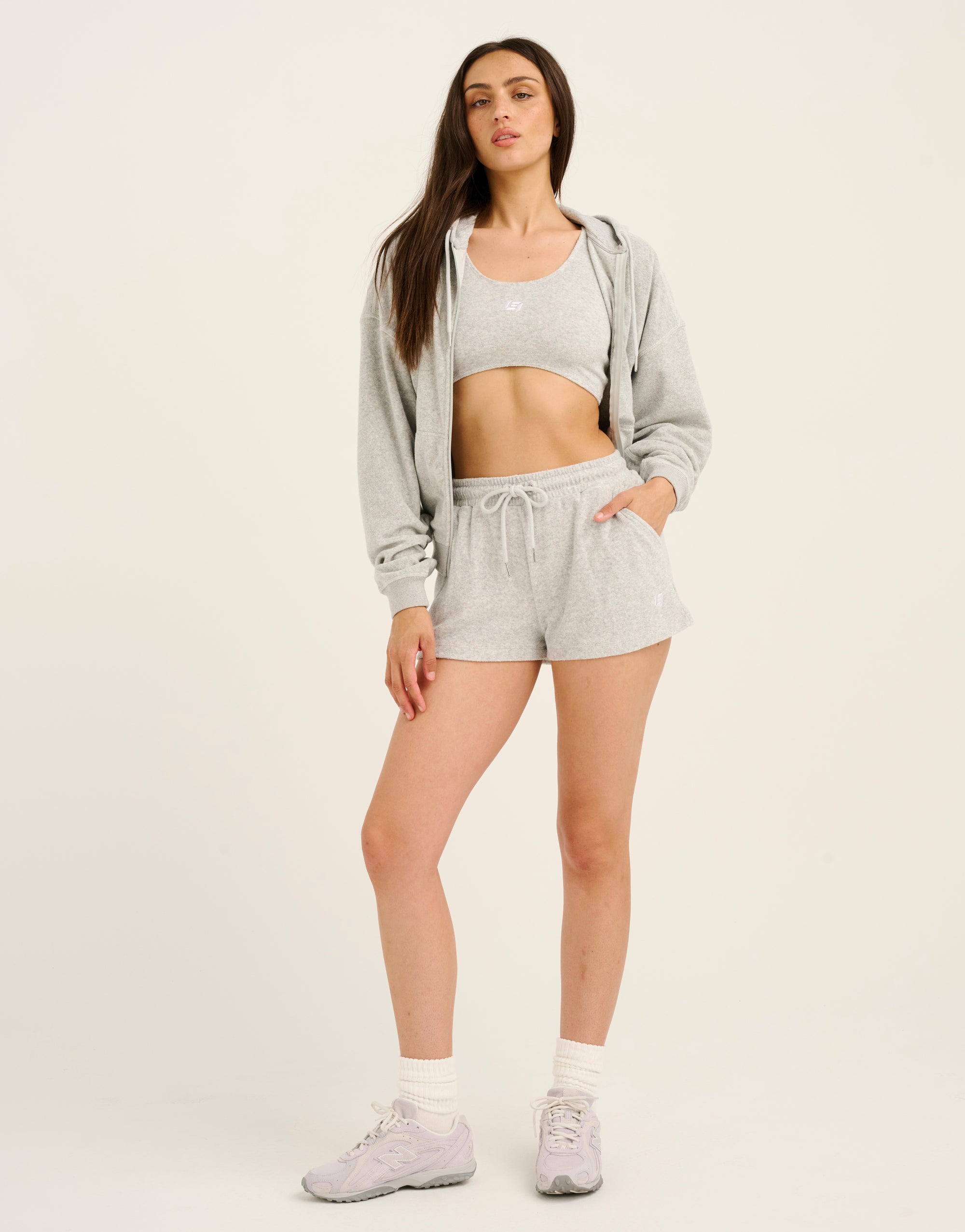 Terry Zip Up Hoodie - Grey Marle
