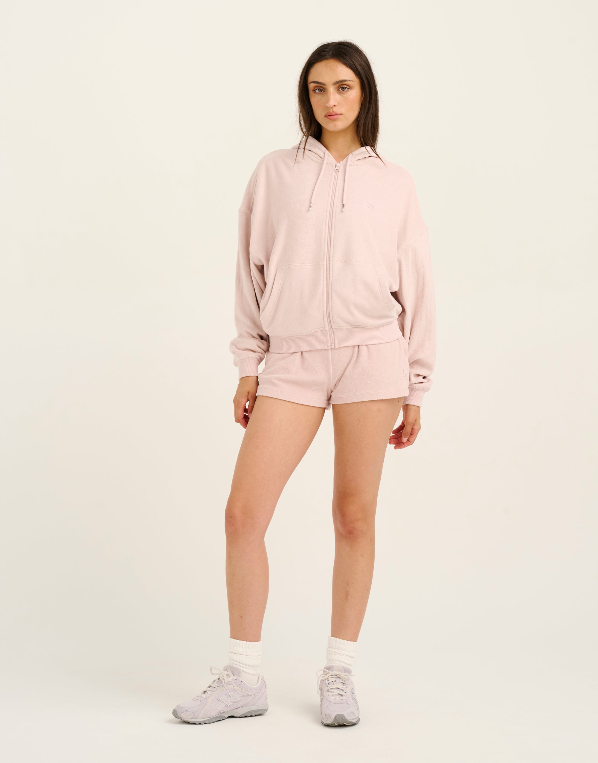 Terry Zip Up Hoodie - Mauve
