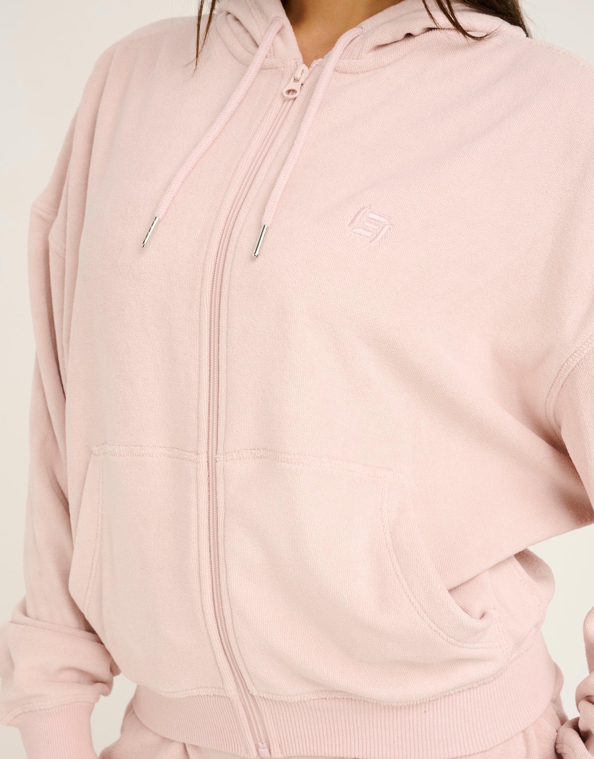 Terry Zip Up Hoodie - Mauve