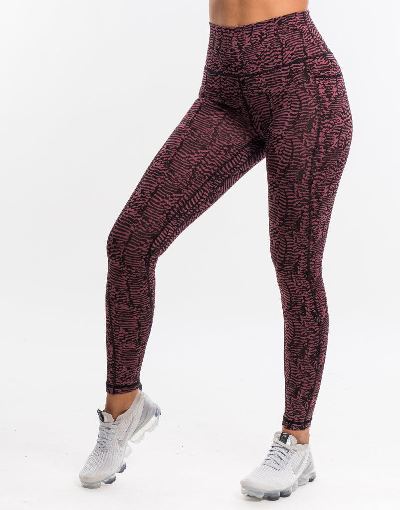 Echt Essentia Pocket Leggings - Berry Zebra